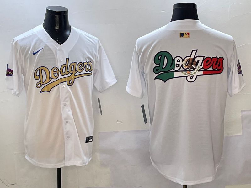 Men Los Angeles Dodgers Blank White Champion gold character 2025 Nike MLB Jersey style 7